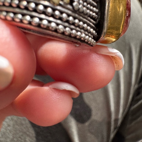 18kGold and Sterling Silver Ring with Incredible Royal Topaz Stone - Picture 8 of 11